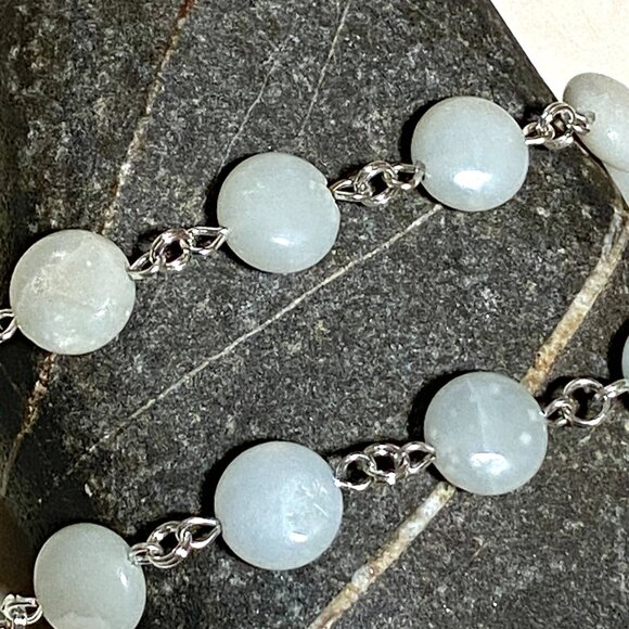 Genuine Pale Green Serpentine Necklace, Cute Dog Person Paw Print  + Gemstone - Picture 9 of 13